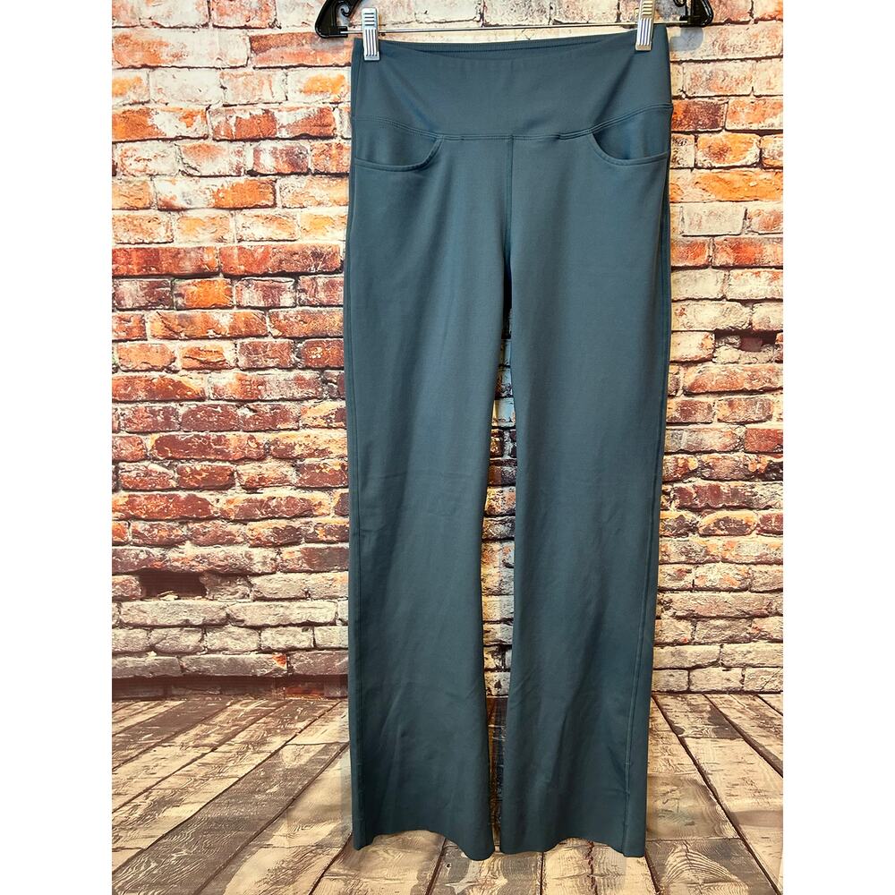 Seahorse fine activewear blue wide leg pants pockets women's size small